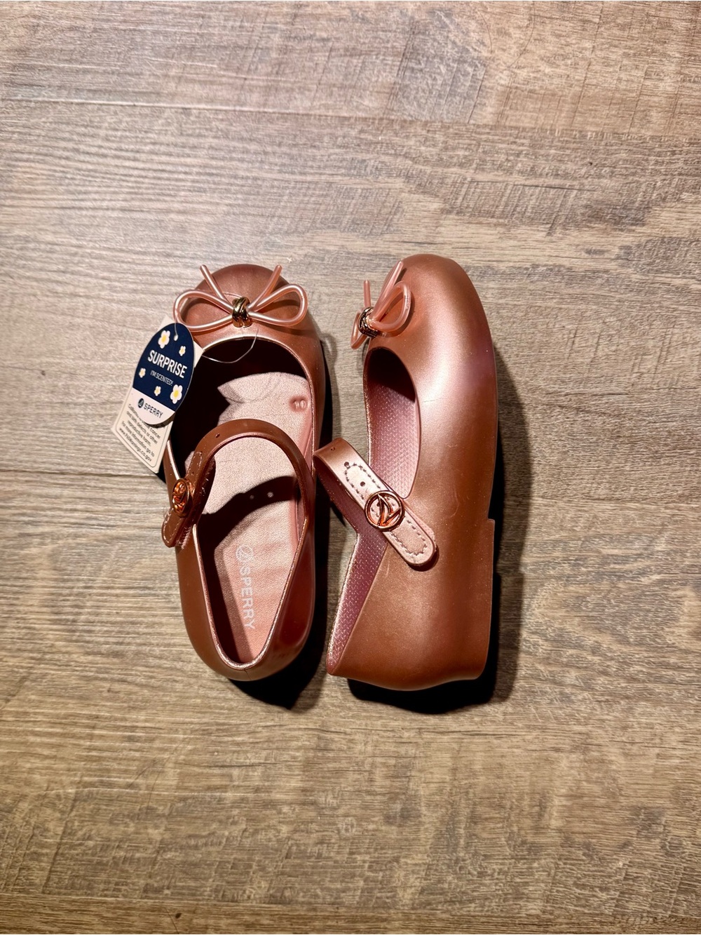 Sperry Rose Gold Mary Jane Ballet Flats with Bow